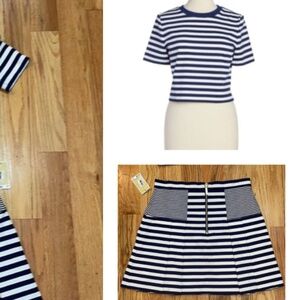 NEW MICHAEL KORS 2 piece Stripped Set suit Skirt w crop top sz S / 10